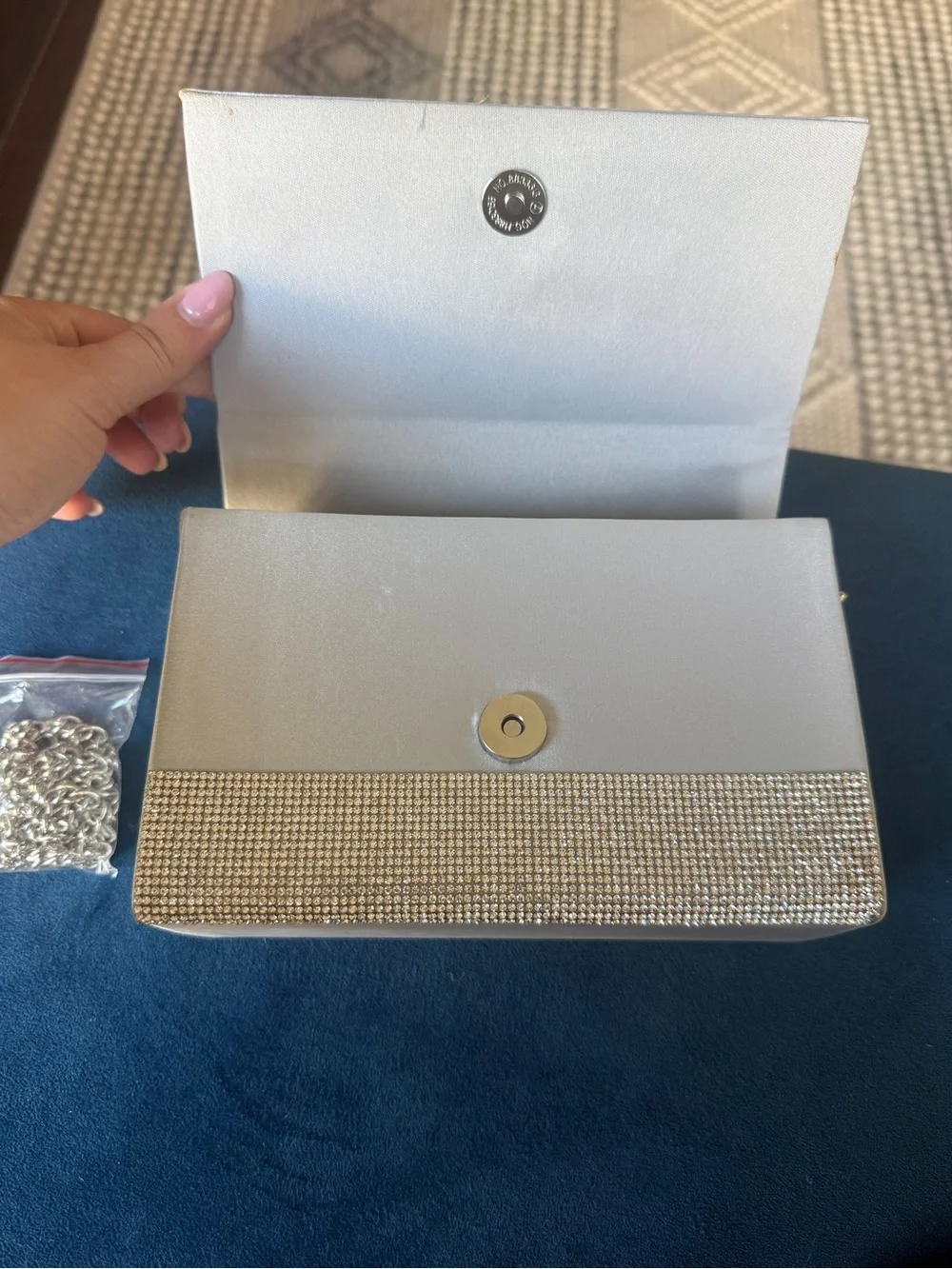 Silver Crystal Evening Top-Handle Bag